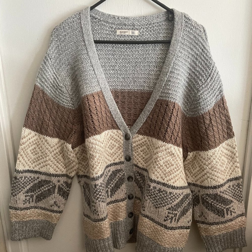 Women's Old Navy Cardigan Button-Up Sweater - Holiday Style - Size XXL